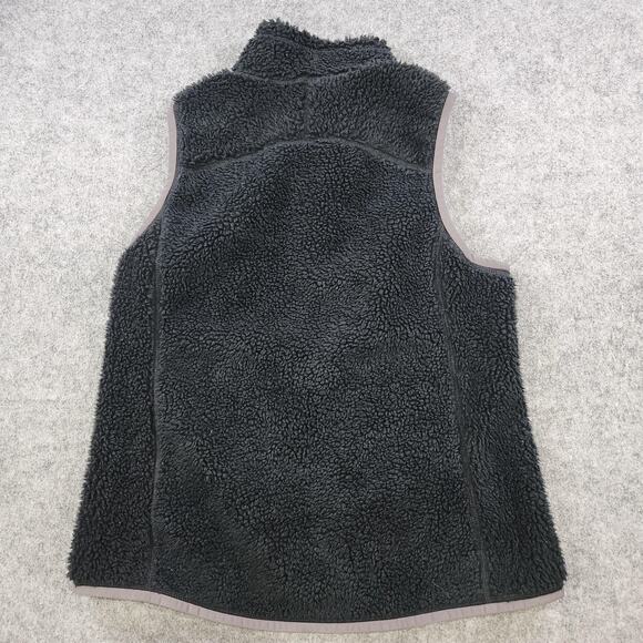 LL Bean Mountain Pile Fleece Vest Womens L Large Black Full Zip Sherpa Jacket - Picture 10 of 11